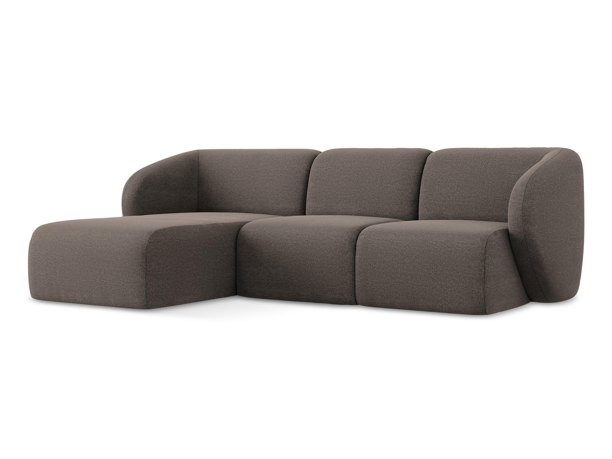 ECKSOFA Links Bouclé Stoff Braun - Schwarz/Mokka, Holzwerkstoff/Kunststoff (248/166cm) - Makamii