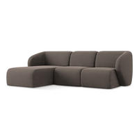 ECKSOFA Links Bouclé Stoff Braun - Schwarz/Mokka, Holzwerkstoff/Kunststoff (248/166cm) - Makamii