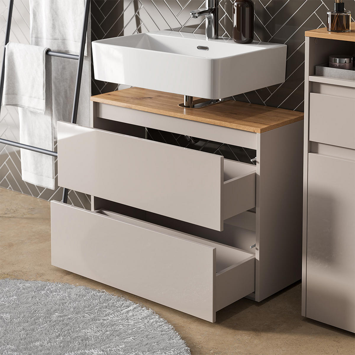 BADMÖBEL-SET Majest Cashmere 3 Teile - Kaschmir, Holzwerkstoff (30.2/96.3/30cm) - Vicco