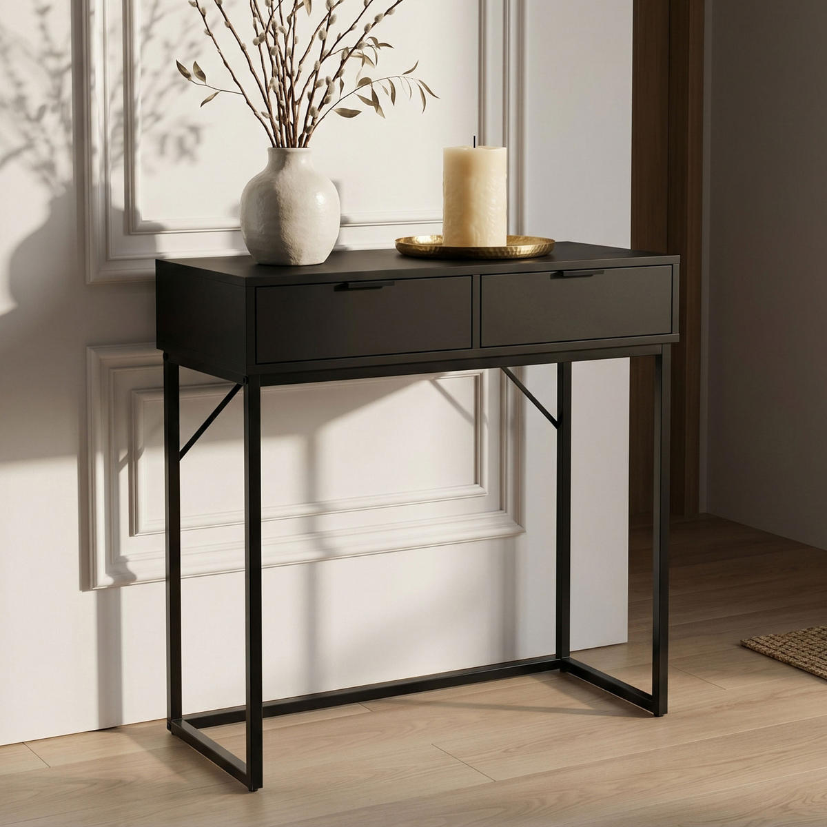 KONSOLENTISCH ELANO 80 cm Schwarz - Schwarz, Holzwerkstoff (35/80/80cm) - Akord