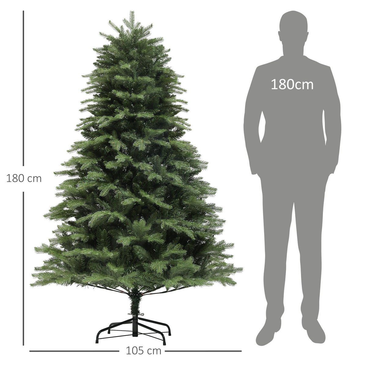 WEIHNACHTSBAUM 180 cm , Alpentanne, naturgetreu, Grün - Grün, Kunststoff (180cm) - HOMCOM