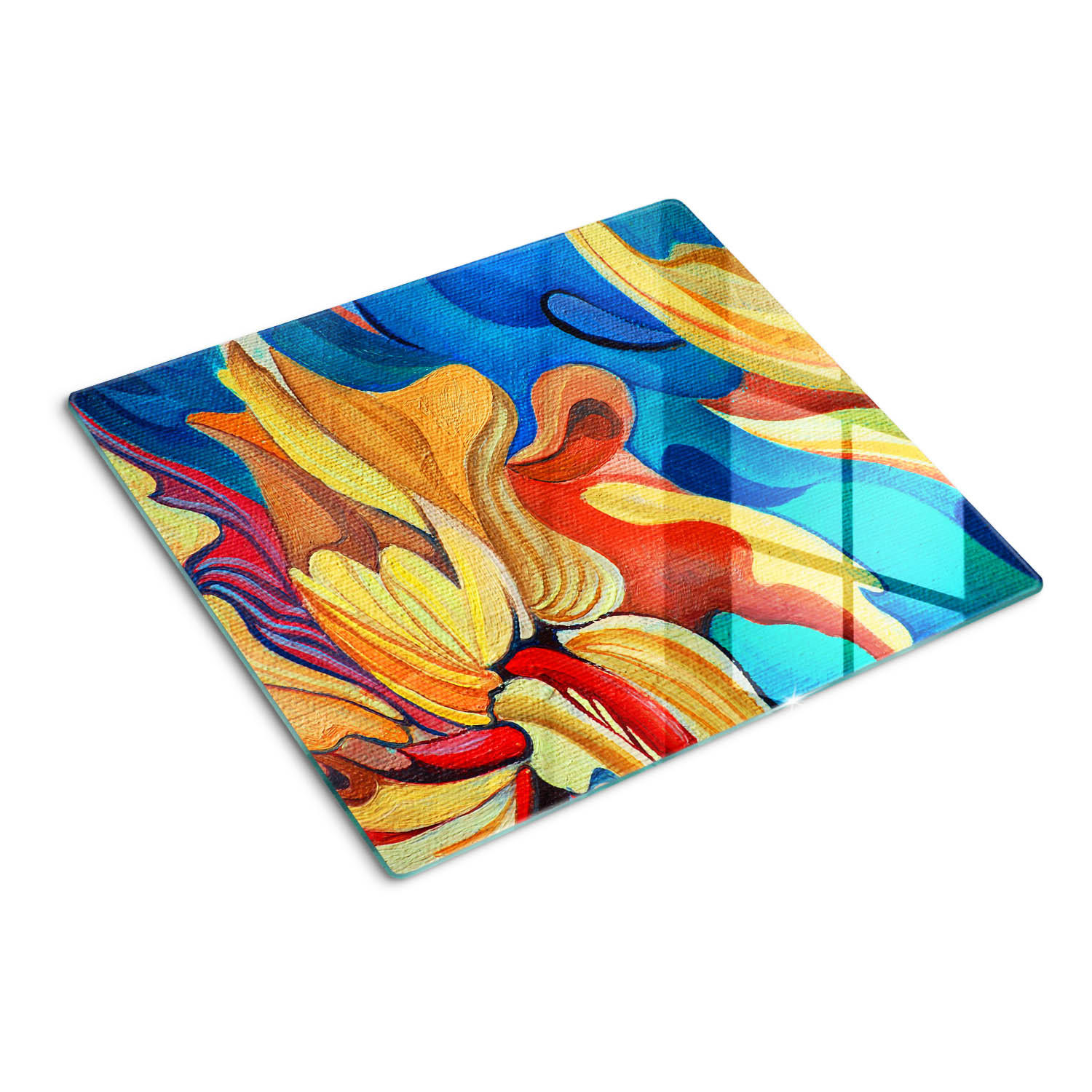 GLASPLATTE 60x52 cm Abstrakte Blume - Multicolor, Glas (60/0.4/52cm) - TULUP