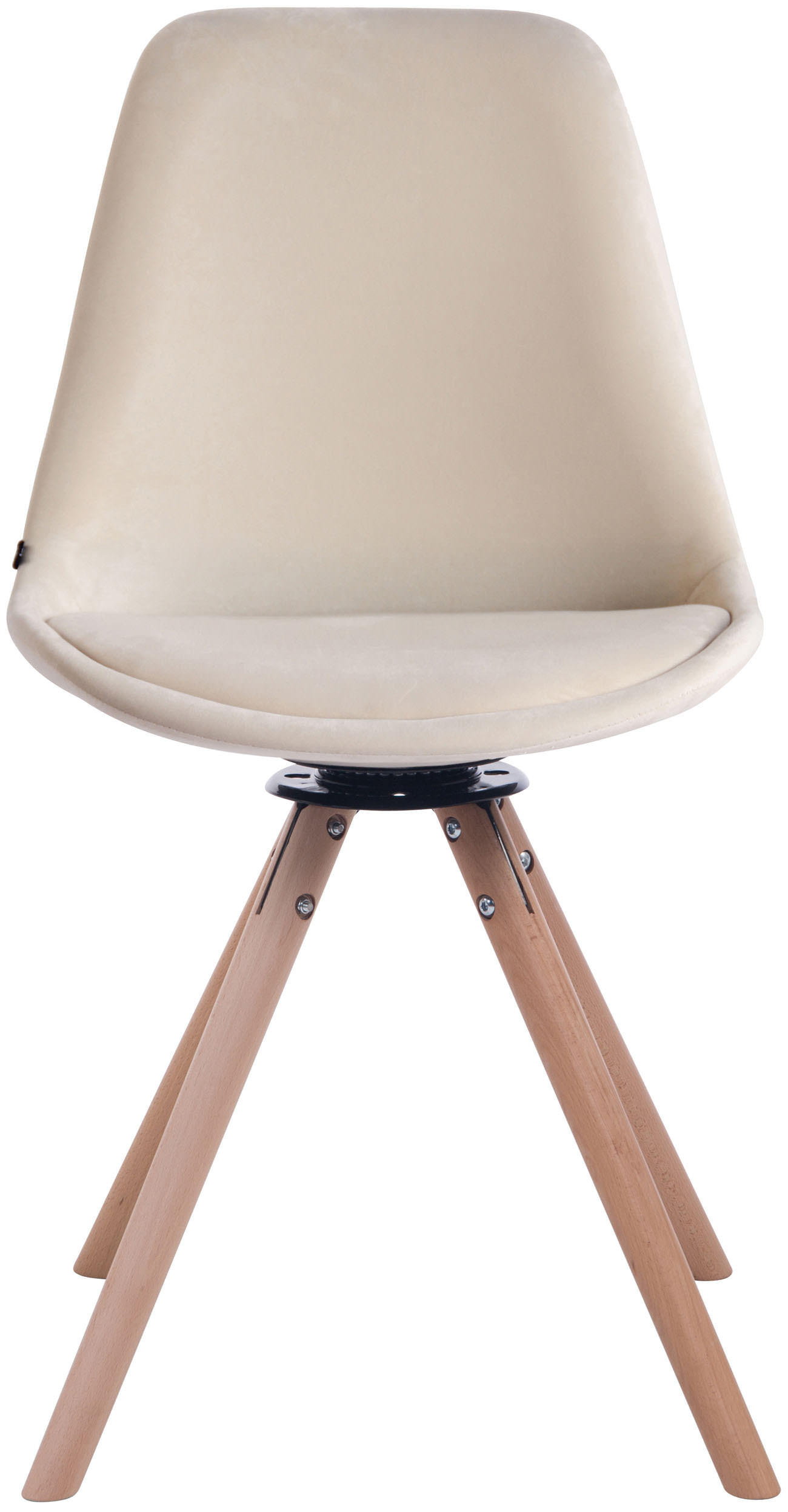 STUHL Samt creme - Eukalyptusholzfarben/Creme, Holz/Textil (48/84/56cm) - CLP