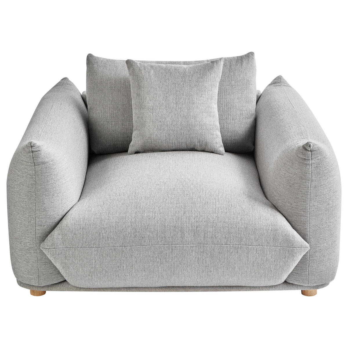 SESSEL Stoff Hellgrau Luvos - Hellgrau/Braun, Holz/Textil (120/74/108cm) - Beliani