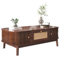 COUCHTISCH 110/55/38,5 cm mit Rattan und Schiebetüren in Natur - Naturfarben, Holzwerkstoff (110/55/38.5cm) - Flora Grace
