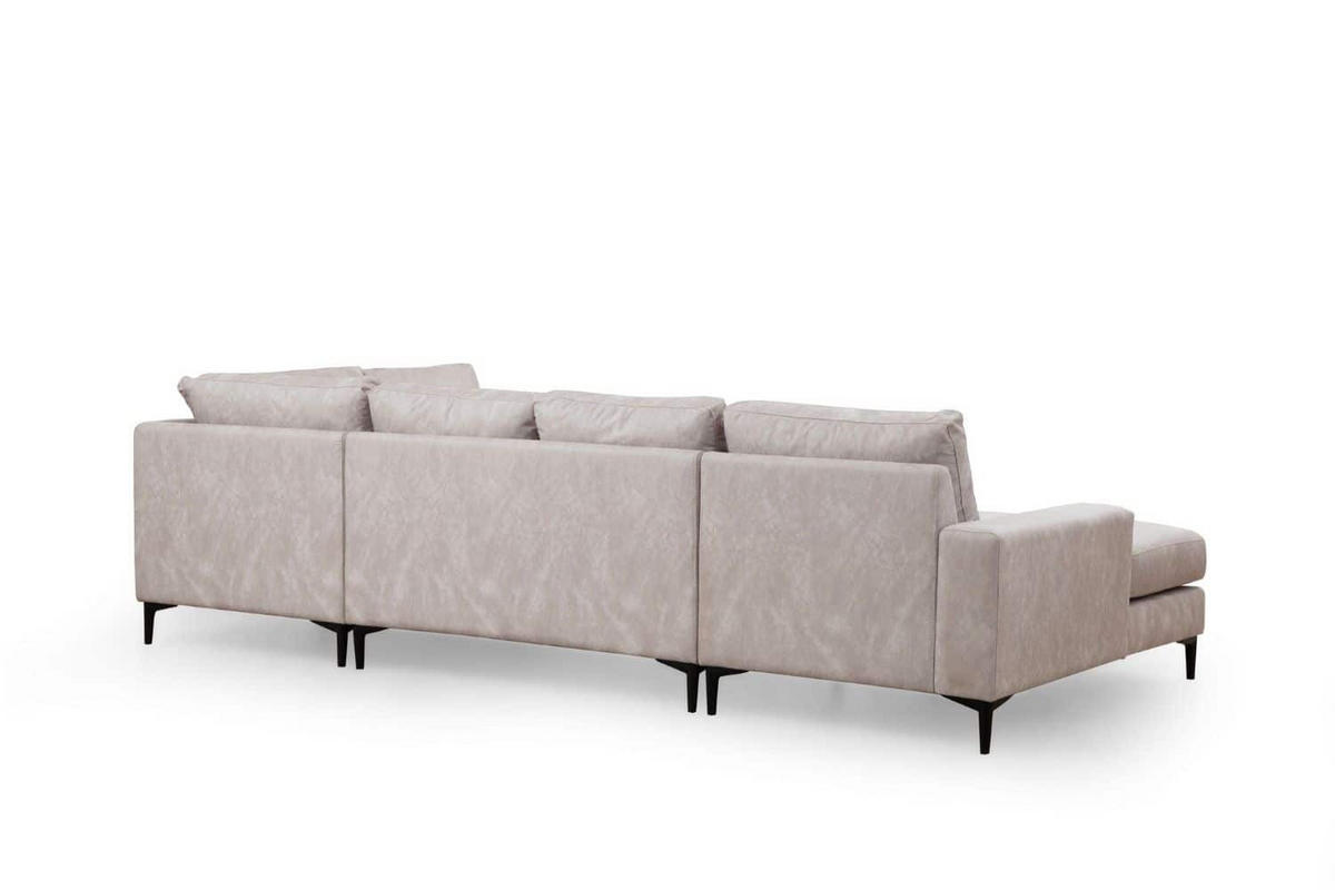 WOHNLANDSCHAFT mit großzügiger Sitzfläche für die ganze Familie - Beige/Schwarz, Holzwerkstoff/Kunststoff (200/90/314cm) - myHomelando