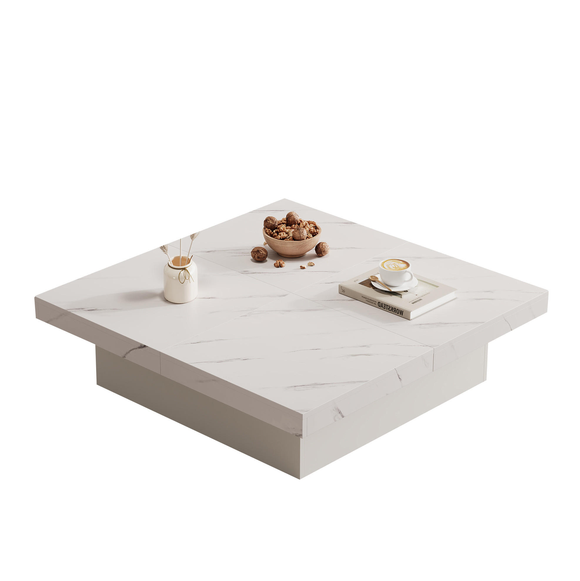 Meubliv Couchtisch Weiß 90x25x90 cm