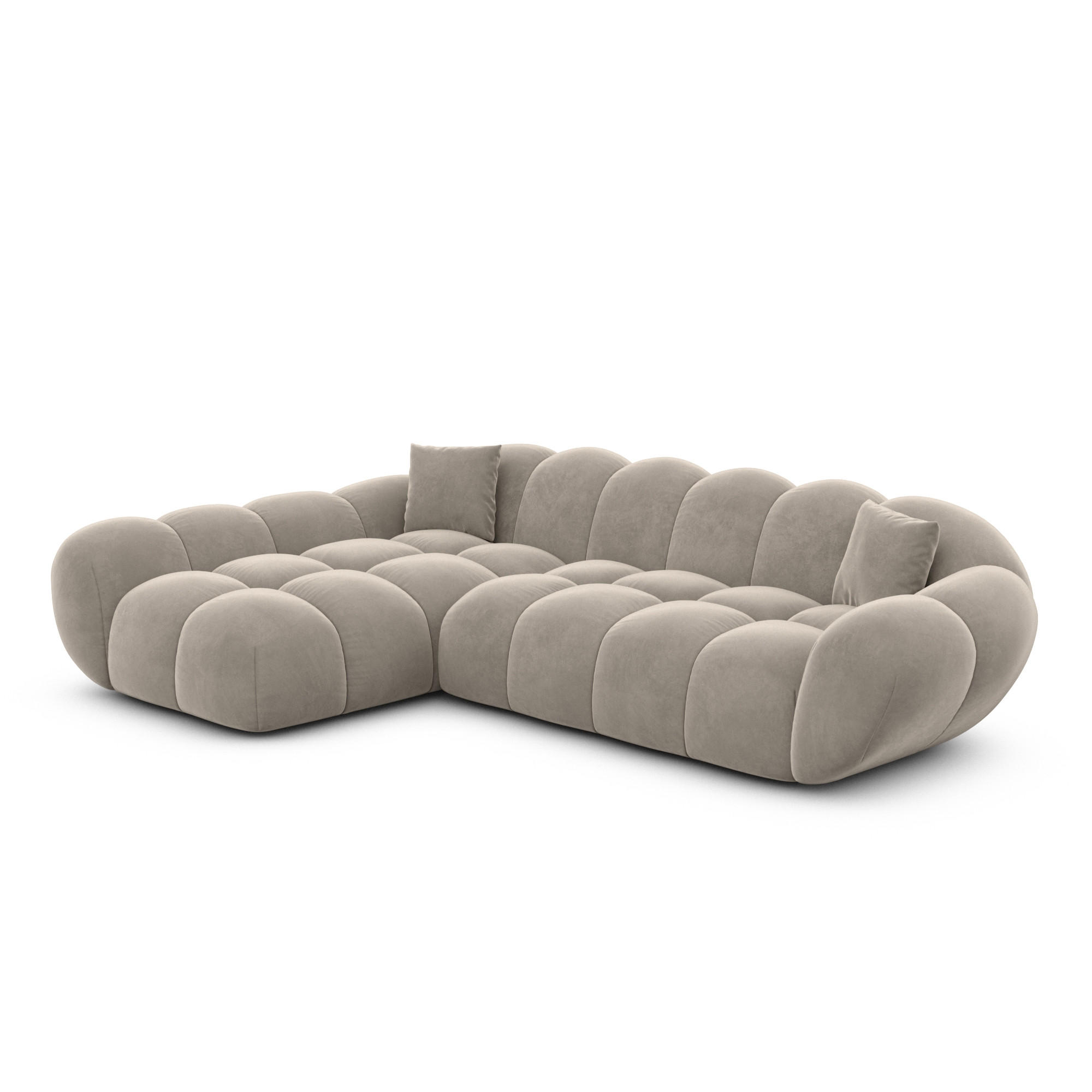ECKSOFA Liva Taupe Samtstoff L-Form Links - Taupe, Textil (265/160cm) - VAROYAL