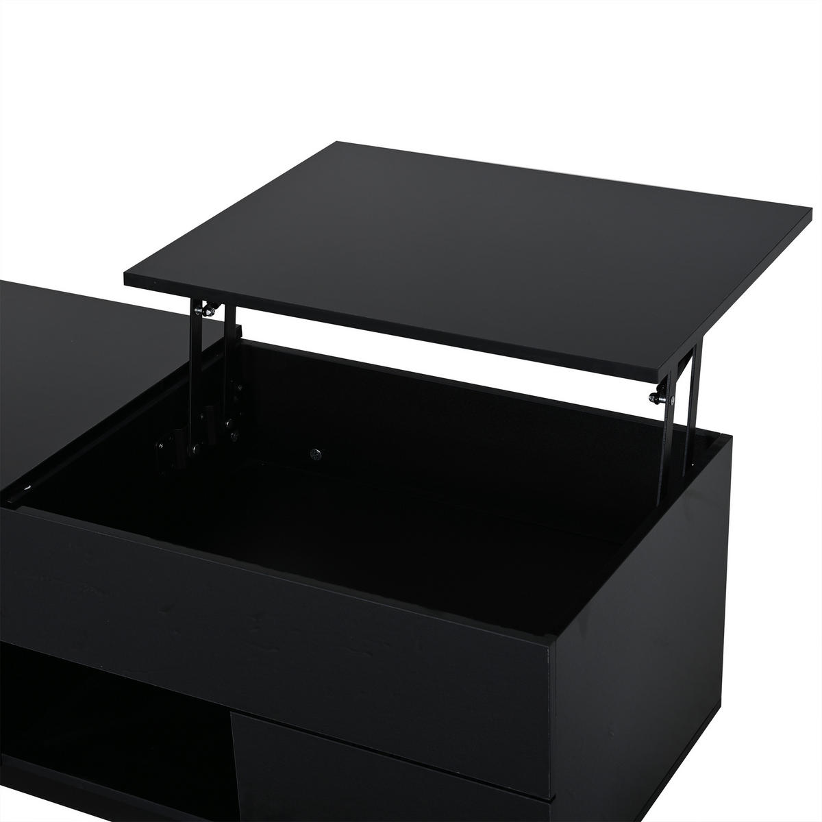 COUCHTISCH aus Spanplatte 100x45x43 cm in Schwarz mit LED & Höhenverstellung - Schwarz, Holzwerkstoff (100/45/43cm) - Modfu