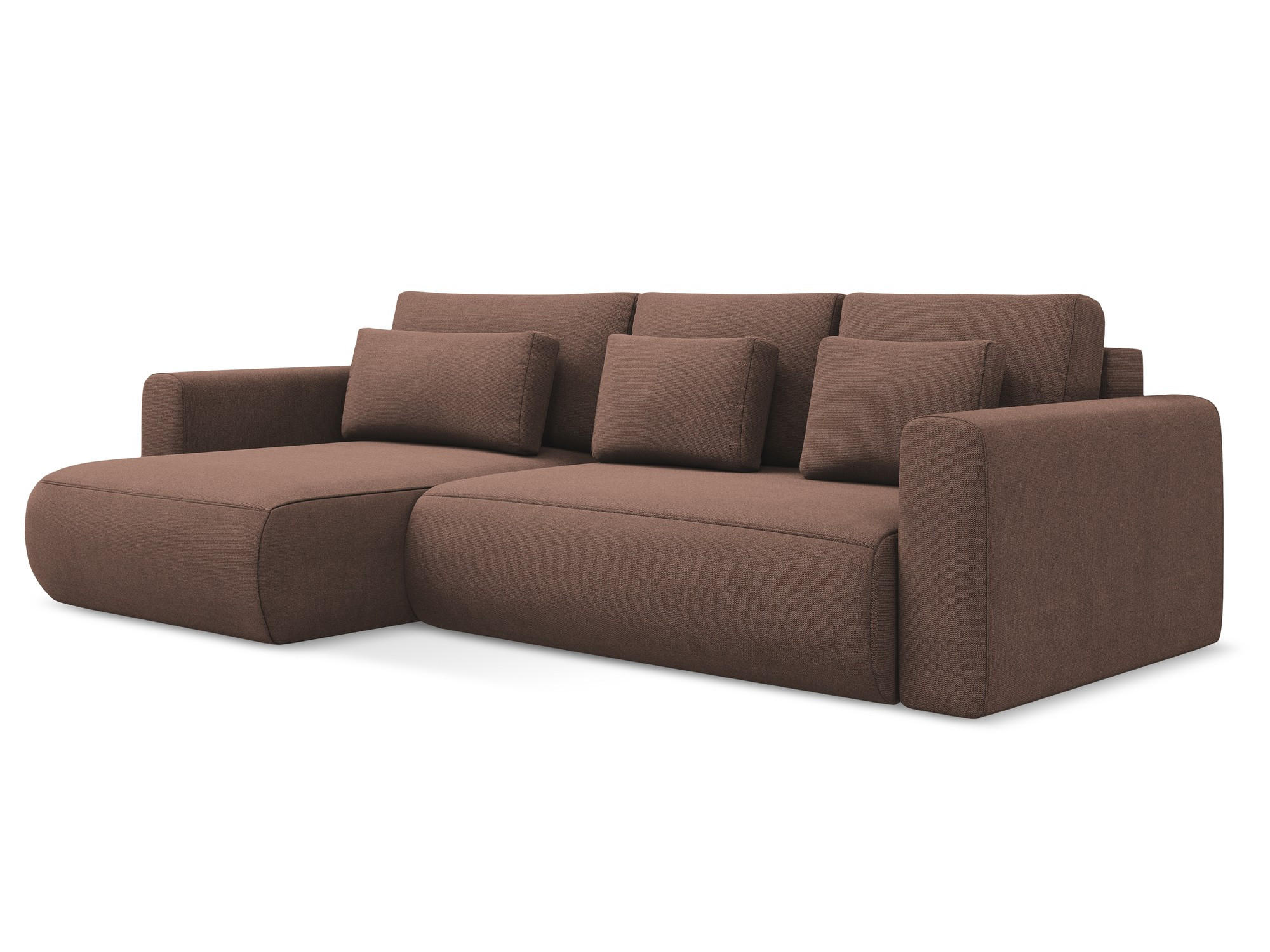 ECKSOFA mit Schlaffunktion Strukturstoff Stoff Pink - Pink/Hellrosa, Kunststoff/Textil (149/278cm) - Makamii