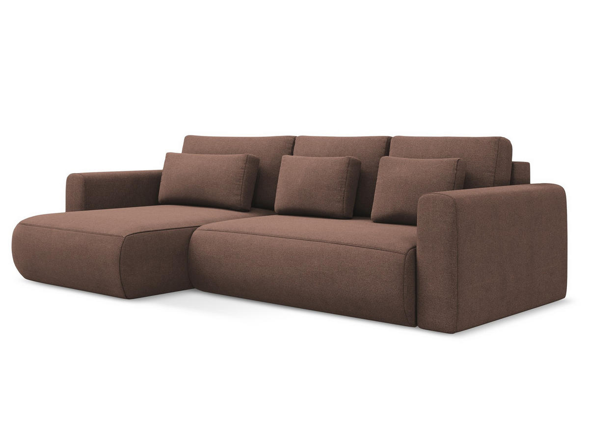 ECKSOFA mit Schlaffunktion Strukturstoff Stoff Pink - Pink/Hellrosa, Kunststoff/Textil (149/278cm) - Makamii