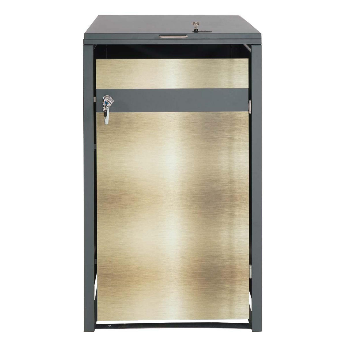 MÜLLTONNENBOX 1er 117x68x80cm Anthrazit Gold - Goldfarben, Metall (68/117/80cm) - PROREGAL