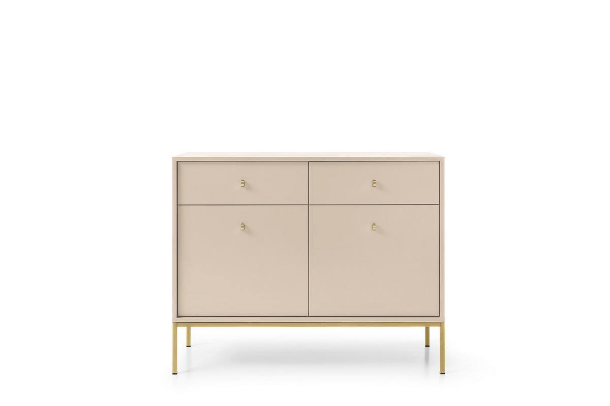 KOMMODE Molly Beige, Goldene Beine, Kombikommode - Beige/Goldfarben, Holzwerkstoff/Metall (104/83/39cm) - Bettso