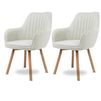 ESSZIMMERSTÜHLE 2er-Set ELLA Stoffbezug Beige Eichenholz - Beige, Eichenholz/Holz (47/85/47cm) - DELUKE