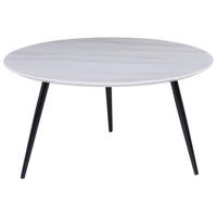 COUCHTISCH Marmor Optik weiß/schwarz 79 cm Effie - Schwarz/Weiß, Holzwerkstoff (79/61/40cm) - Beliani