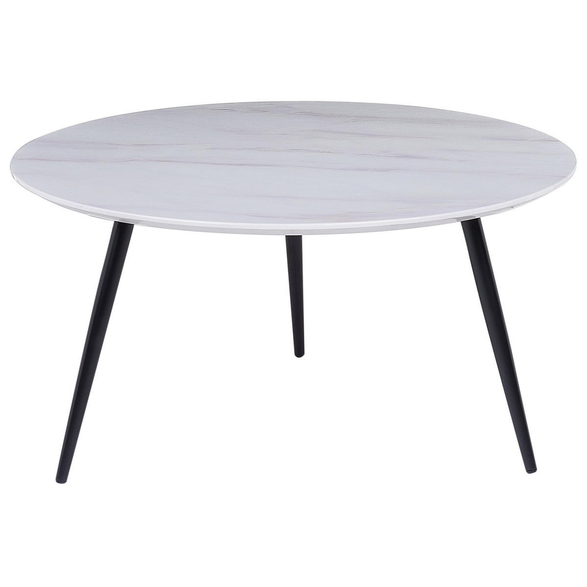 COUCHTISCH Marmor Optik weiß/schwarz 79 cm Effie - Schwarz/Weiß, Holzwerkstoff (79/61/40cm) - Beliani