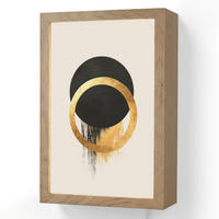 NÁSTĚNNÁ LAMPA Abstraktní design - Černý kruh - Skvrny od barvy 20x30 cm - krémová, kompozitní dřevo (20/30/8cm) - OnlyWow