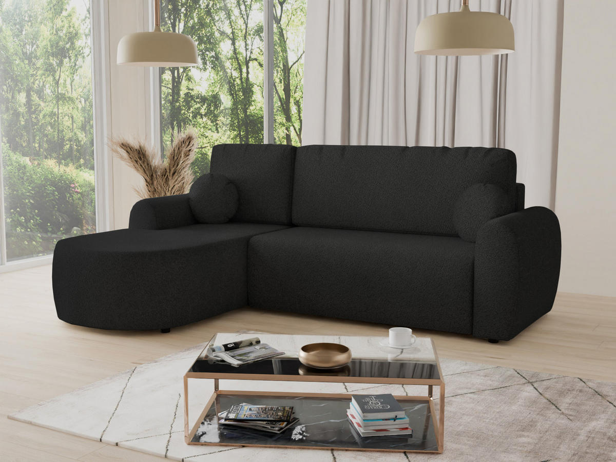 ECKSOFA Jazz, Seite: Links - Schwarz, Holz/Textil (240/160cm) - Sofnet