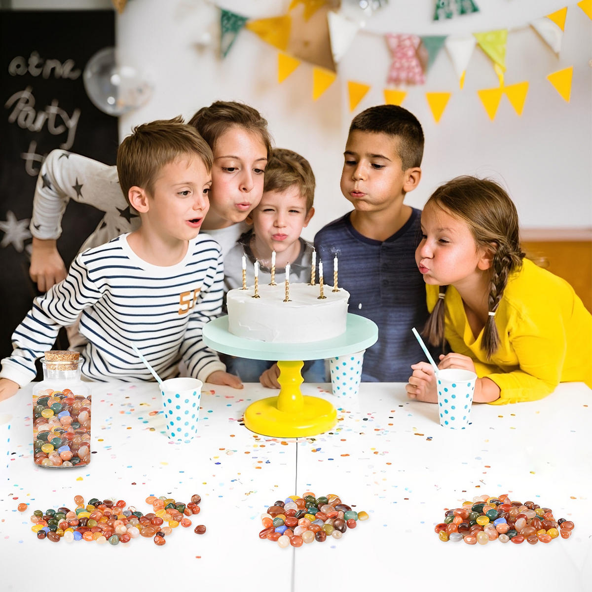 EDELSTEINE Kinder 410g 15-20mm Bunte Halbedelsteine Schatzsuche Set - Multicolor, Textil (1.5/1/2cm)