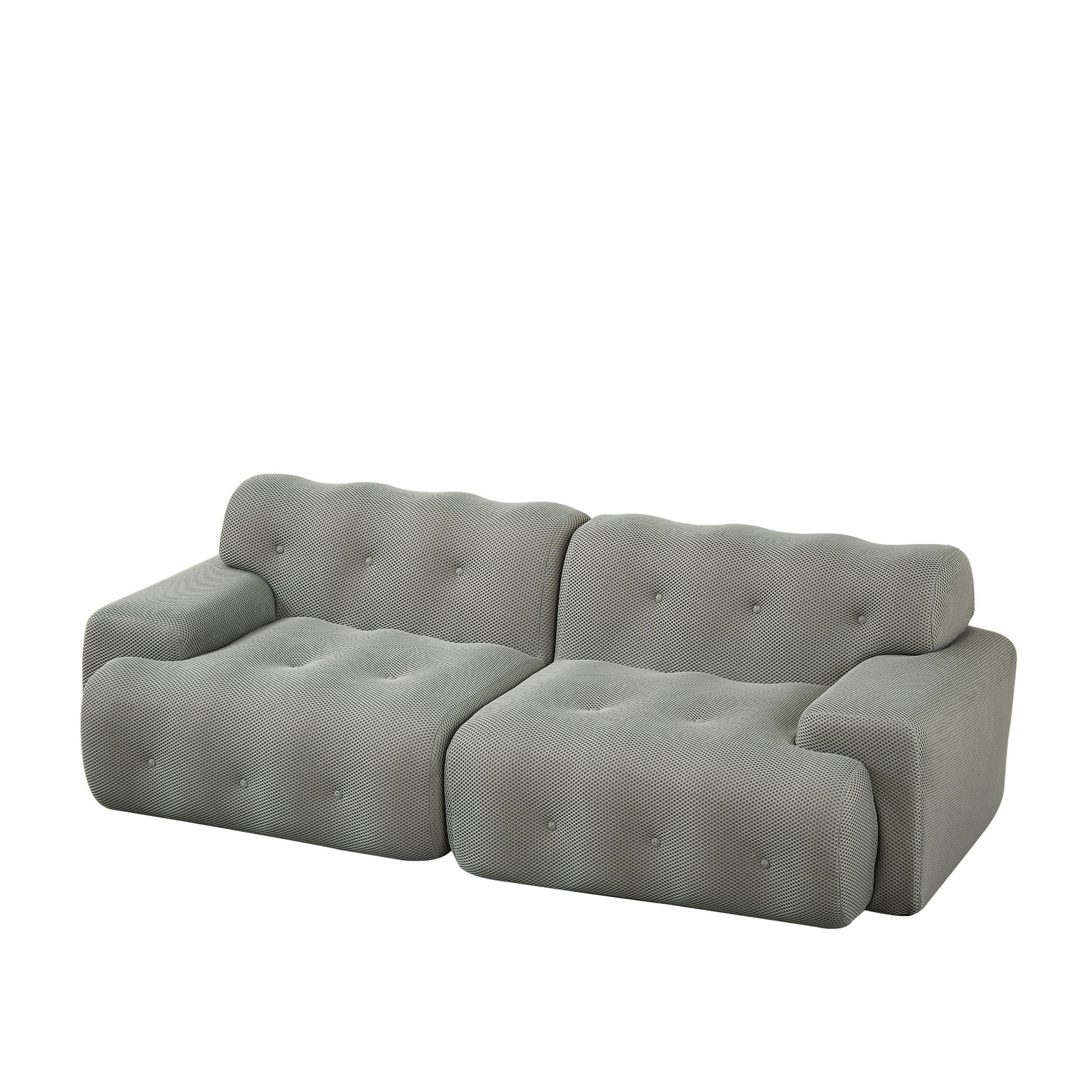 2-SITZER-SOFA DE-35265 mit Knopfverzierung Grau - Grau, Textil (104/66/224cm) - ComfortXL