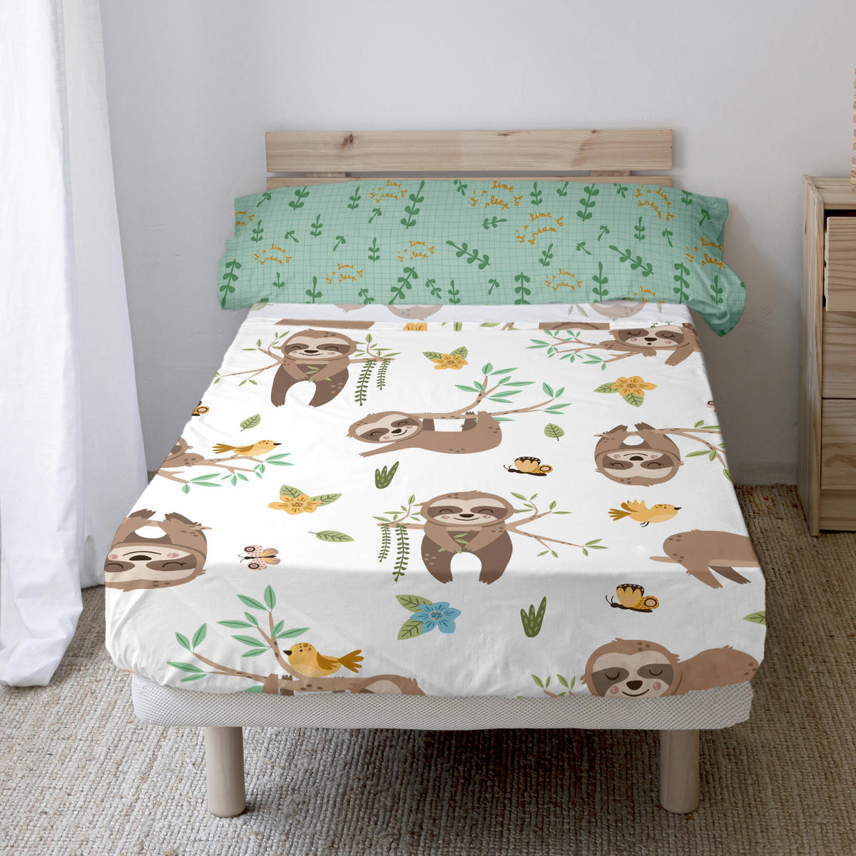 BETTWÄSCHE 2er-Set teiliges happy sloth 160x270 cm mehrfarbig - Multicolor, Textil (160/270cm) - Happy Friday