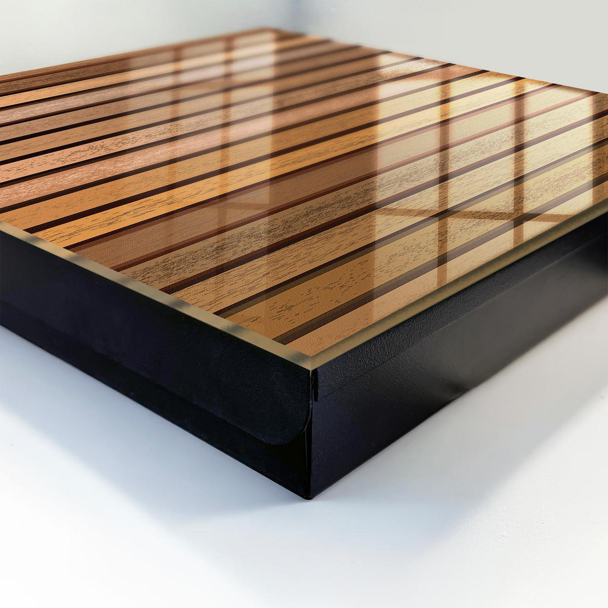 SCHLÜSSELBOX Schwarz 30x30 cm- Türöffnung nach rechts - Warme Linien - Braun, Metall (30/30/5cm) - TULUP