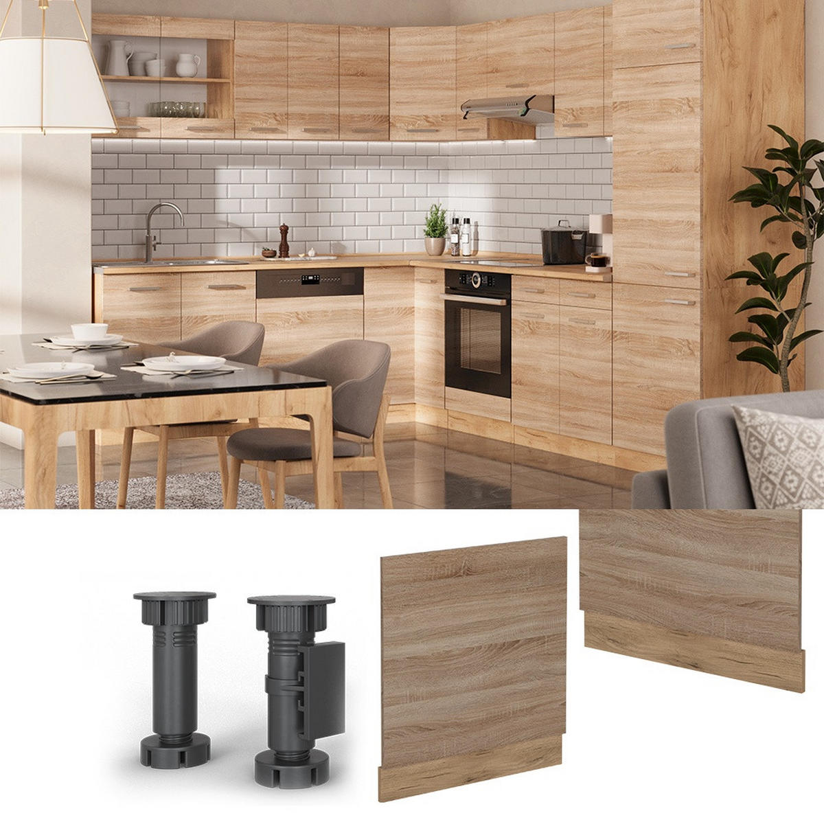 FRONTBLENDE R-Line Sonoma 60 cm , AP Anthrazit - Honigeiche/Sonoma Eiche, Holzwerkstoff (60/57.2/1.6cm) - Vicco