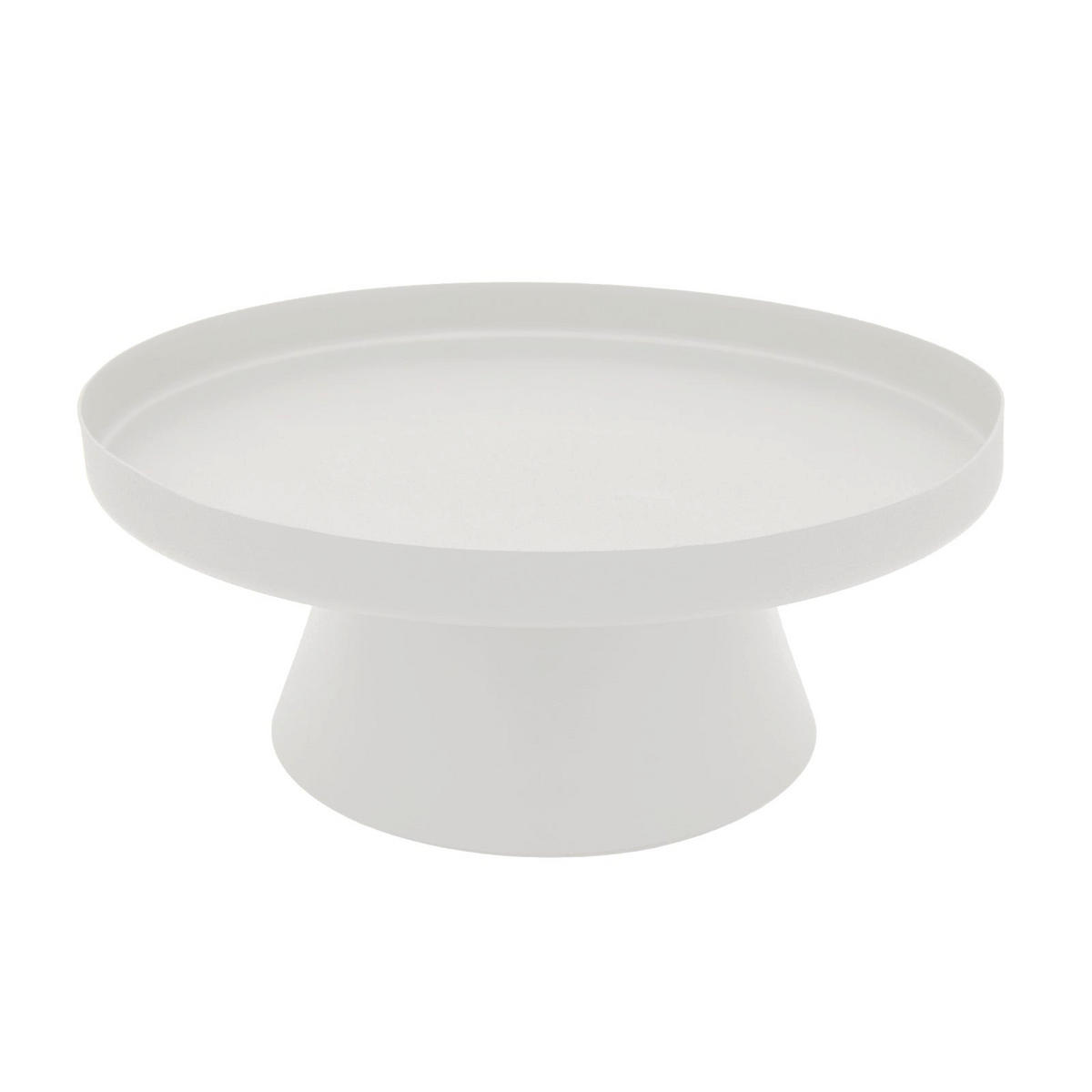 STÄNDER mit Dekotablett Enisa in Weiß Ø 26 cm - Weiß, Metall (26/11cm) - LaLe Living