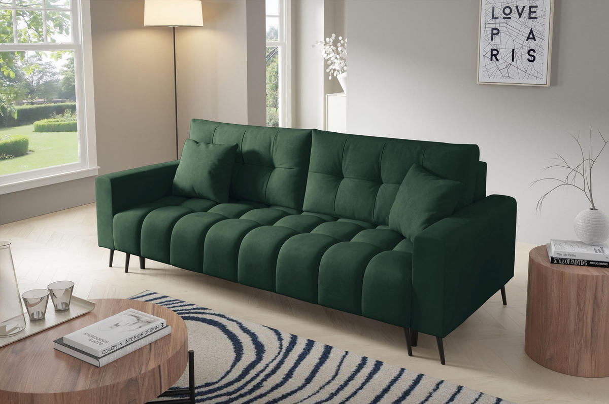 SCHLAFSOFA - Sofa Forta - Dunkelgrün (Amon 06) - Dunkelgrün, Holz (233/72/101cm) - Möblo