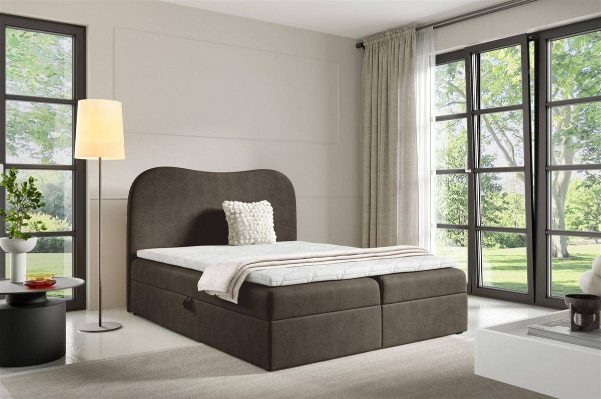 BOXBETT Darlin In überlänge - Dunkelgrau, Holzwerkstoff/Textil (180/220cm) - Fun Möbel