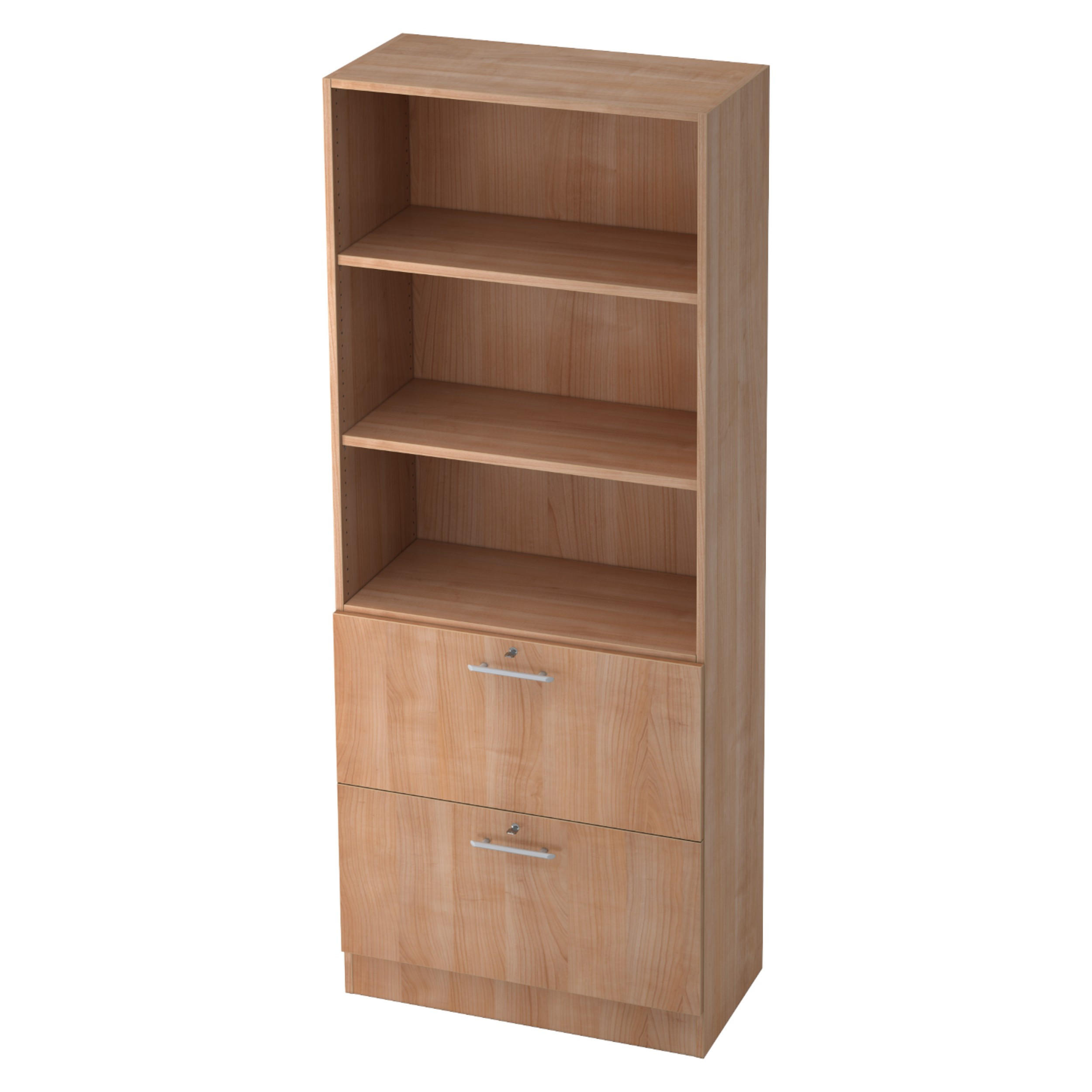 HÄNGEREGISTER Kombi - 2 Schübe 42/80/200,4 cm in Nussbaumfarben Relinggriff (Kunststoff) - Nussbaumfarben, Holzwerkstoff (80/200.4/42cm) - bümö