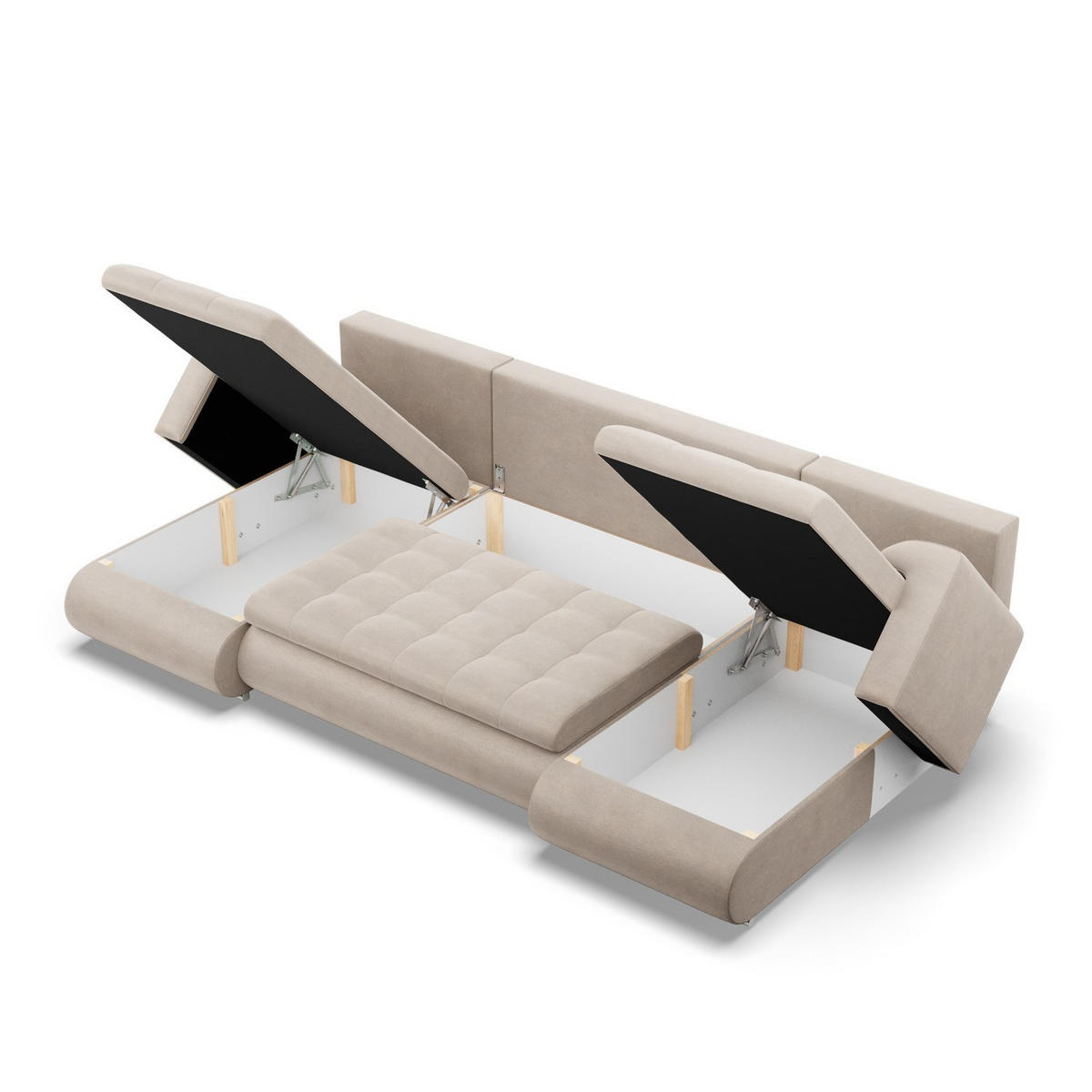 U-SOFA MIT SCHLAFFUNKTION FORESTA, Beige - Beige, Textil (302/89/159cm)