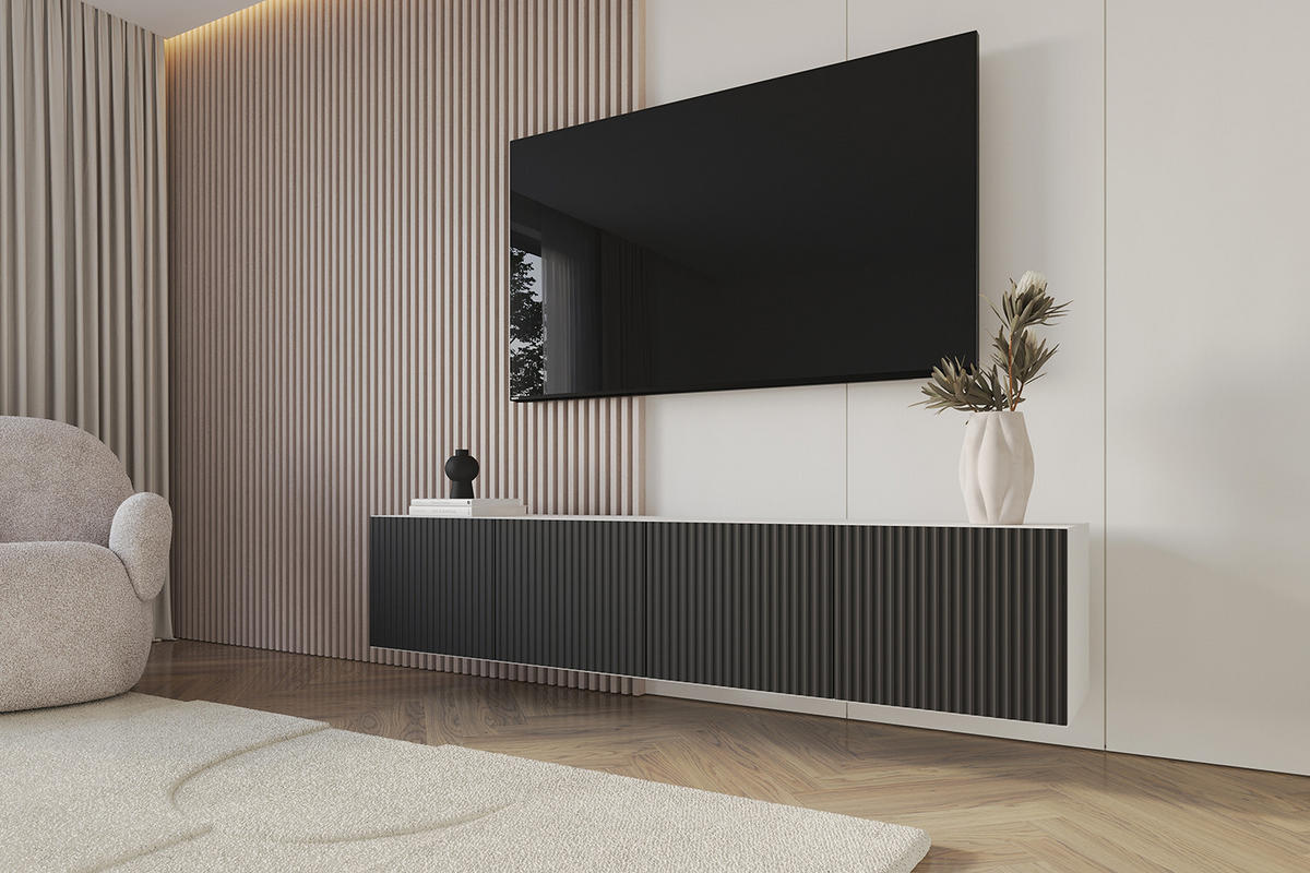 LOWBOARD NOA-2-W 2x100x40x41 cm - Weiß / Schwarz - Schwarz, Holzwerkstoff (200/40/41cm) - ALTDECOR