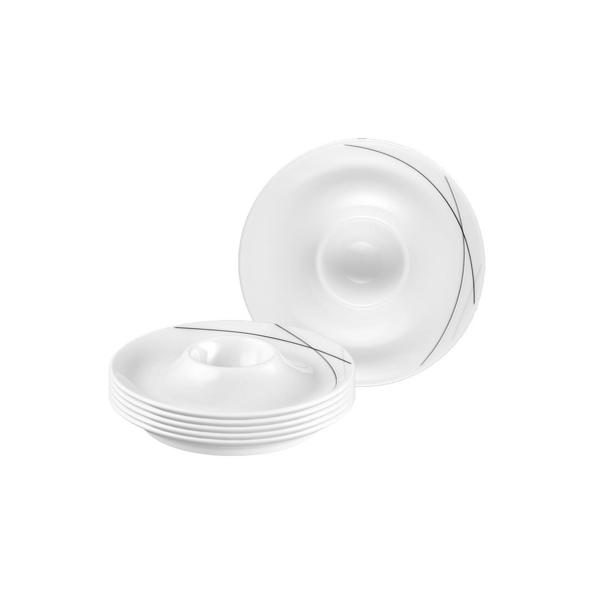 EIERBECHER MIT ABLAGE Trio Highline weiß-grau ø 12,5 cm 6er Set - Weiß/Grau, Keramik (12.5/2.5/12.5cm) - Seltmann Weiden