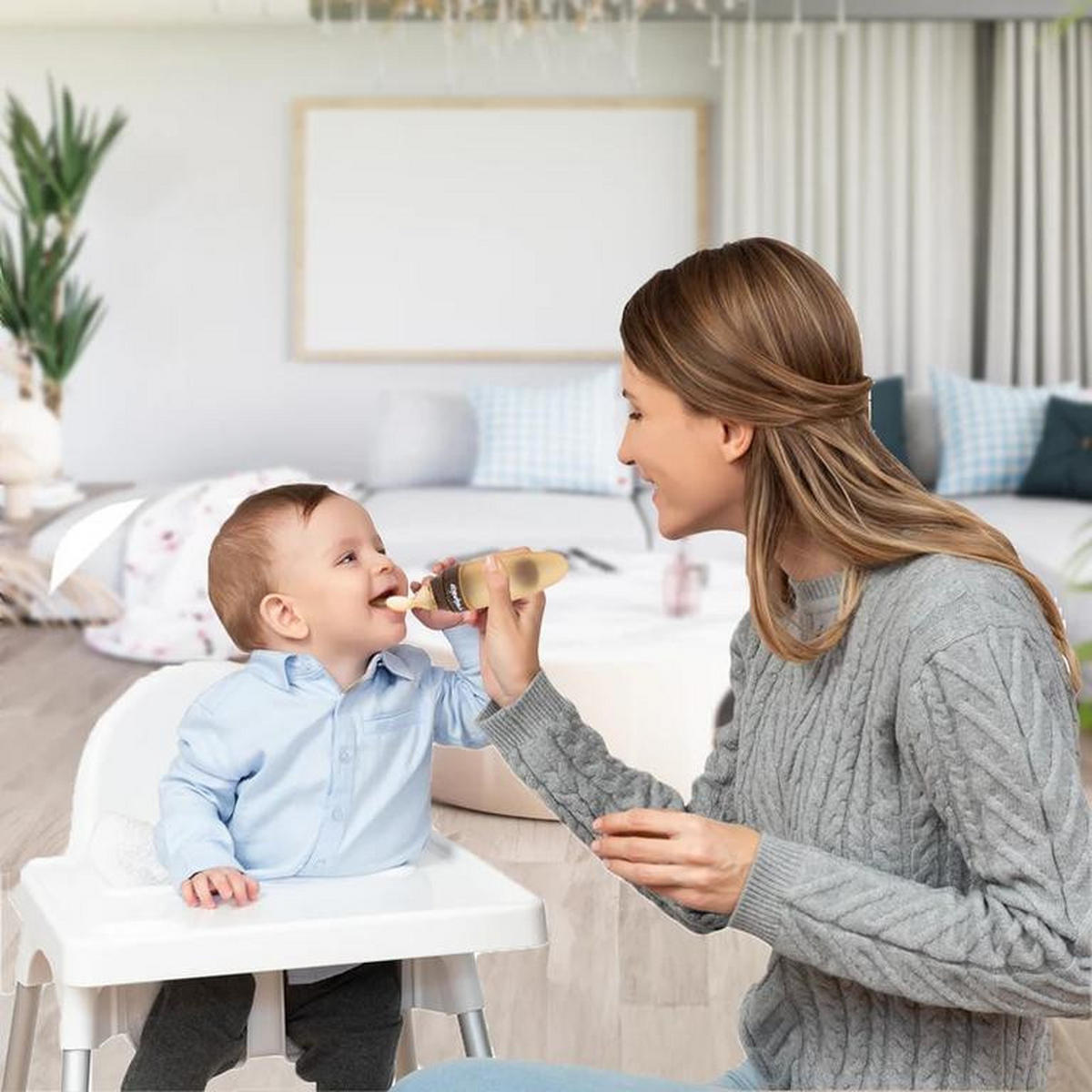 FLASCHENLÖFFEL Praktisch Essen & Trinken Qualität PPU Silikon - Braun, Kunststoff (10/3cm) - Twinky