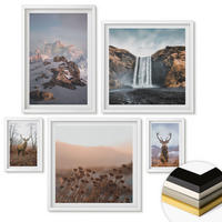 WANDBILDER 5er-Set - 50x50 cm & 20x30 cm & 40x60 cm Weißer Rahmen - Urlaub Palmen Wasserfall - Weiß, Kunststoff (40/60cm) - ArtPrintCave