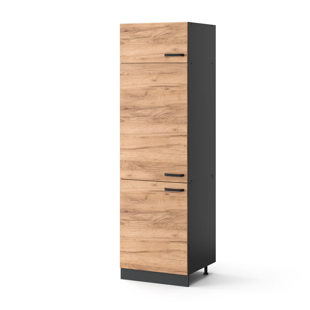 KÜHLUMBAUSCHRANK R-Line Goldkraft Eiche 60 cm - Anthrazit/Eiche Wotan, Holzwerkstoff (60/206.8/57.2cm) - Vicco
