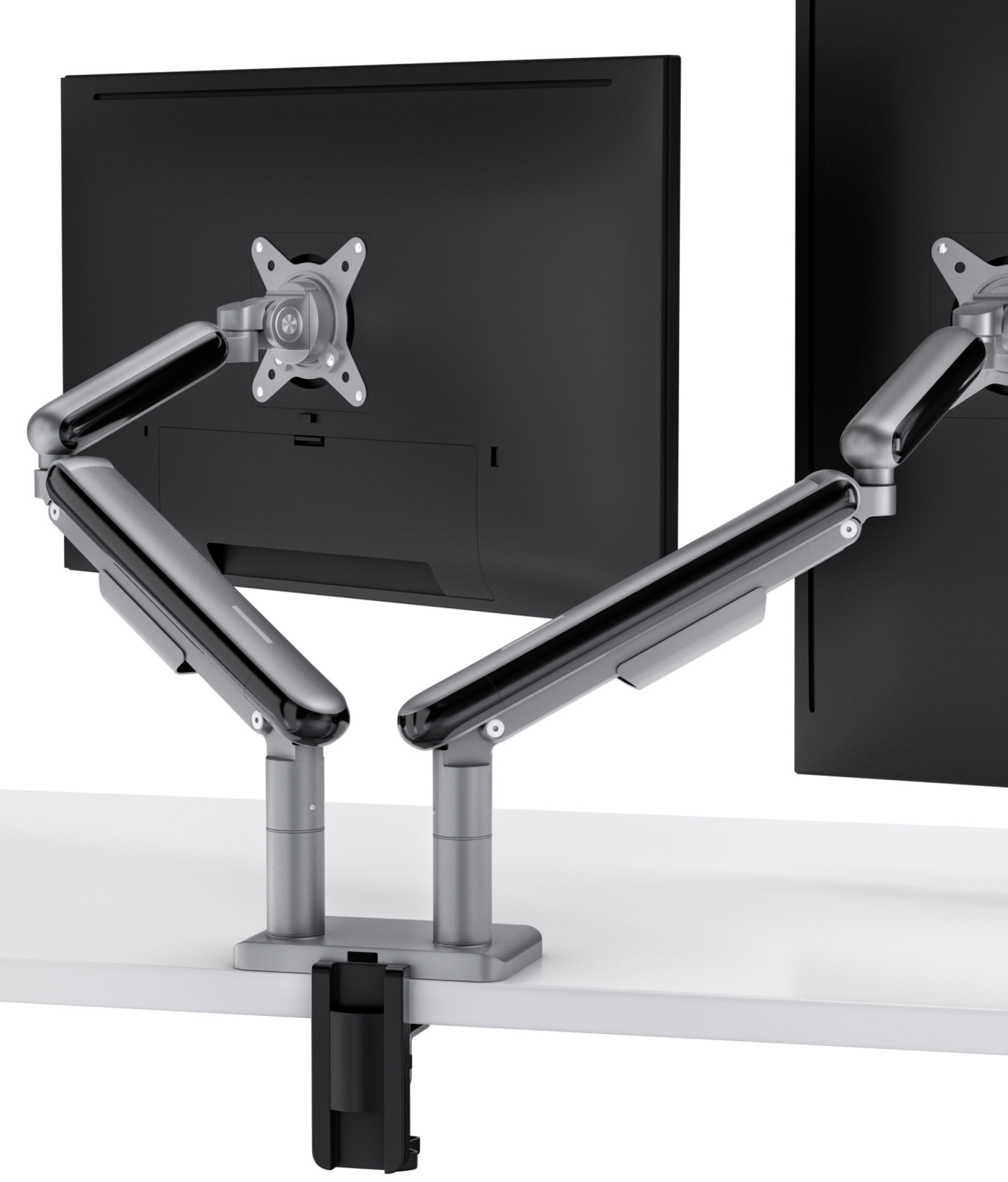 MONITORHALTERUNG, Schwarz, Tischhalterung für 2 Monitore 17"-32", VESA 75x75mm, VESA 100x100mm - Weiß, Kunststoff/Metall (95/12.4/62.3cm) - Desktronic