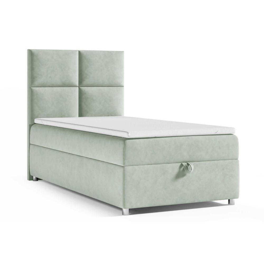 BOXBETT mit Bettkasten Trinity K-2 SINGLE Bonellfederkern inkl. Topper - Mintgrün, Holz/Holzwerkstoff (90/200cm) - Best For Home