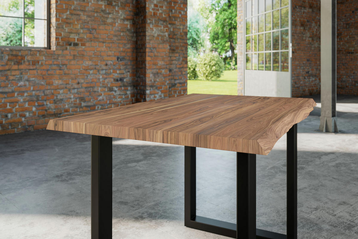 ESSTISCH LAUREN - Beige/Schwarz, Holz/Metall (80/120/77cm) - SAM