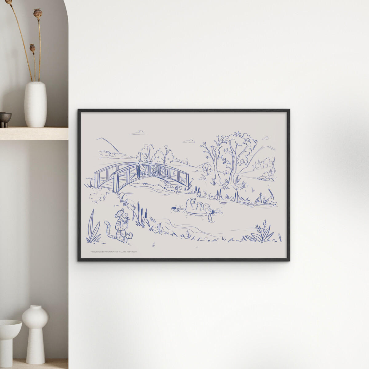 POSTER mit Rahmen Disney - Disney - Hundred Acre Peaceful Day - Beige/Schwarz, Holz/Papier (50/70cm) - Poster&Frame