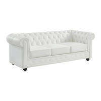 LEDERSOFA 3-Sitzer - Büffelleder - Weiß - CHESTERFIELD - Weiß, Leder (88/72/205cm) - Vente-Unique