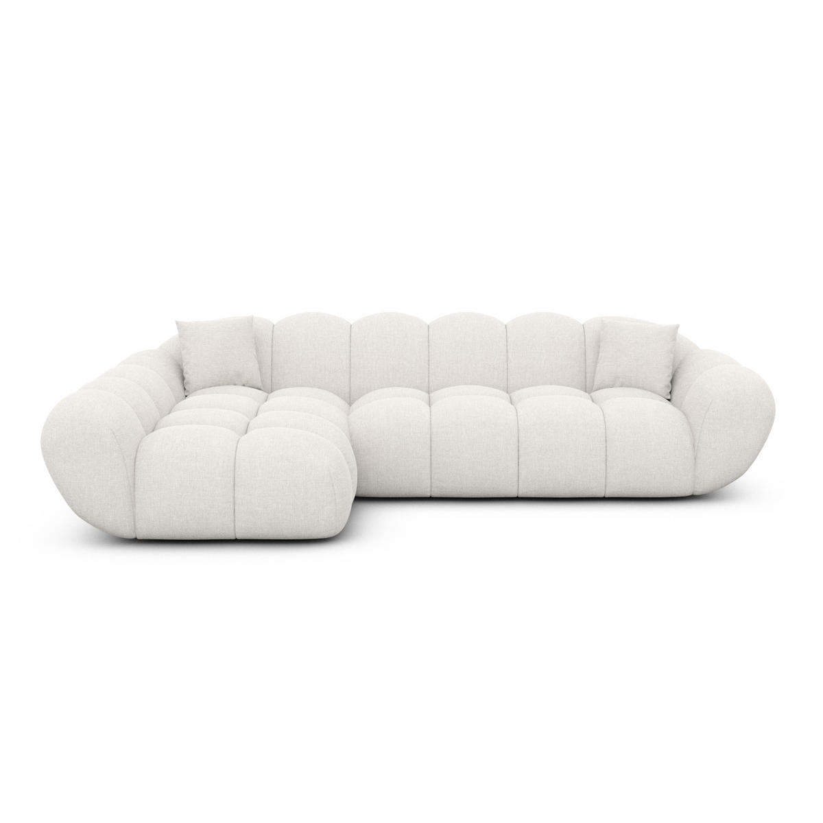 ECKSOFA Liva Weiß Strukturstoff L-Form Links - Weiß, Textil (265/160cm) - VAROYAL