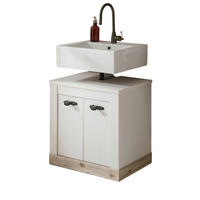 WASCHBECKENUNTERSCHRANK Pinie weiß, Oslo Pinie Landhaus, Badschrank, 60 x 63 cm - Dunkelgrau/Weiß, Holzwerkstoff/Metall (60/63/46cm) - Furn.Design