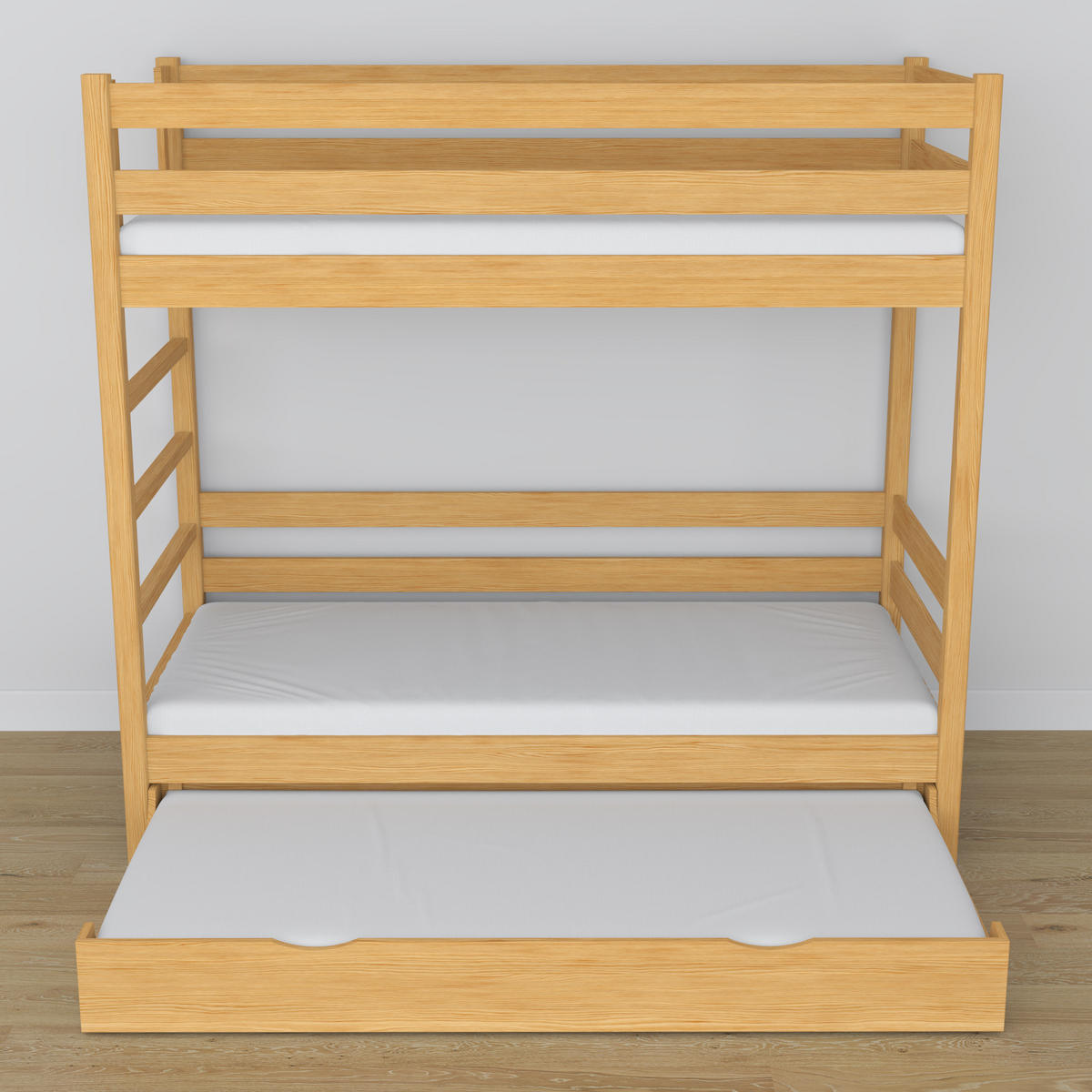 ETAGENBETT N03 mit Matratzenschublade Naturkiefer 100/190 - Hellbraun/Braun, Naturmaterialien/Holz (100/190cm) - N-Wood