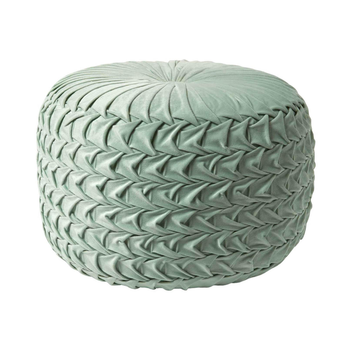 SAMT-POUF Grace grün, plissiert in Flechtoptik, 50/50/35 cm - Mintgrün, Textil (50/35/50cm) - Homescapes