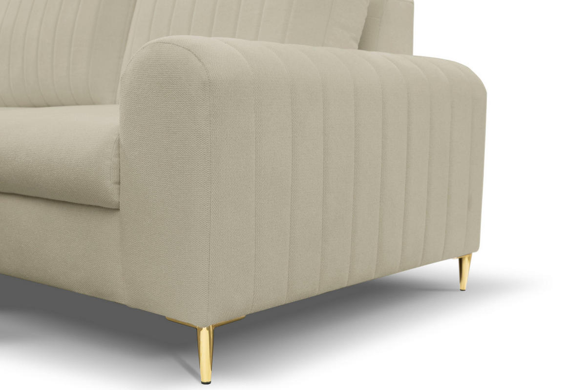 ECKSOFA VERONA L-S Beige Geflochtener Stoff mit Schlaffunktion - Beige, Holz (251/164cm) - MASSENO