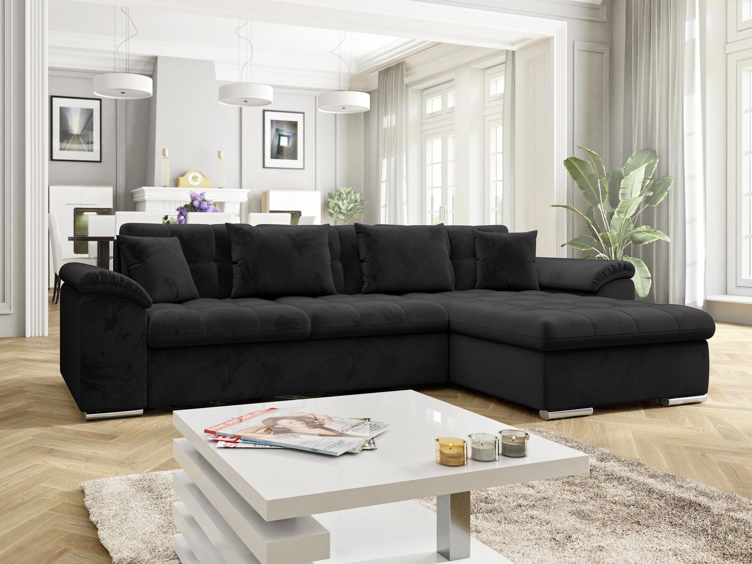ECKSOFA Diana Premium, Seite: Rechts - Schwarz, Holz/Textil (280/160cm) - MIRJAN24