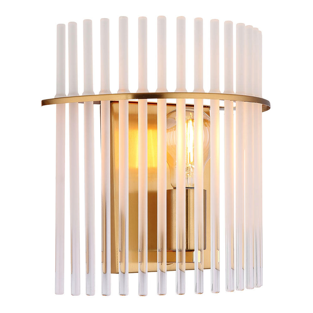 LED WANDLEUCHTE Glasstäbe Gold Klar Opal - Goldfarben, Glas (25/26/12.5cm) - Globo Lighting