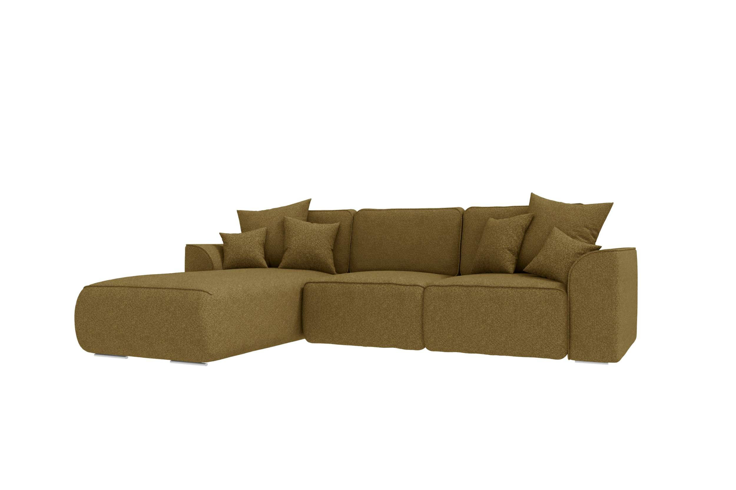 ECKSOFA GUSTO Strukturstoff Olivgrün Links inkl. Schlaffunktion - Chromfarben/Olivgrün, Kunststoff/Textil (194/295cm) - 99rooms